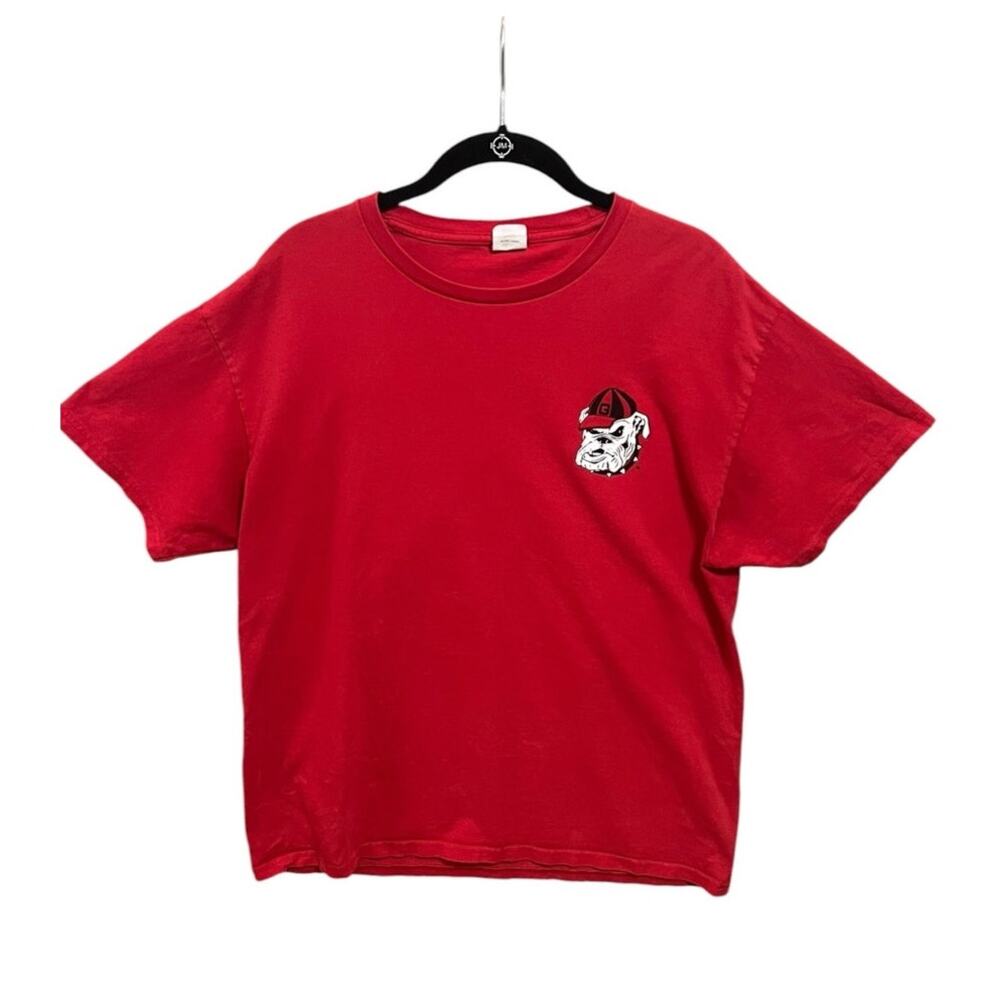 Georgia Bulldogs UGA College Football Hanes 100% Cotton Red Graphic T-Shirt